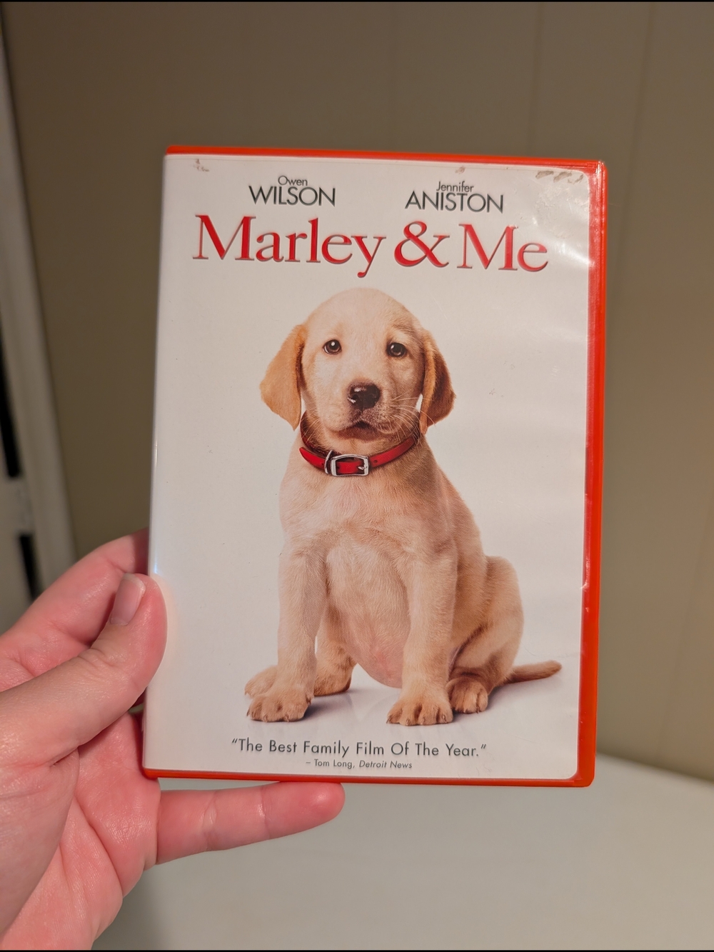 Marley & Me DVD - Puppy Cover, White & Tan with Red Accents